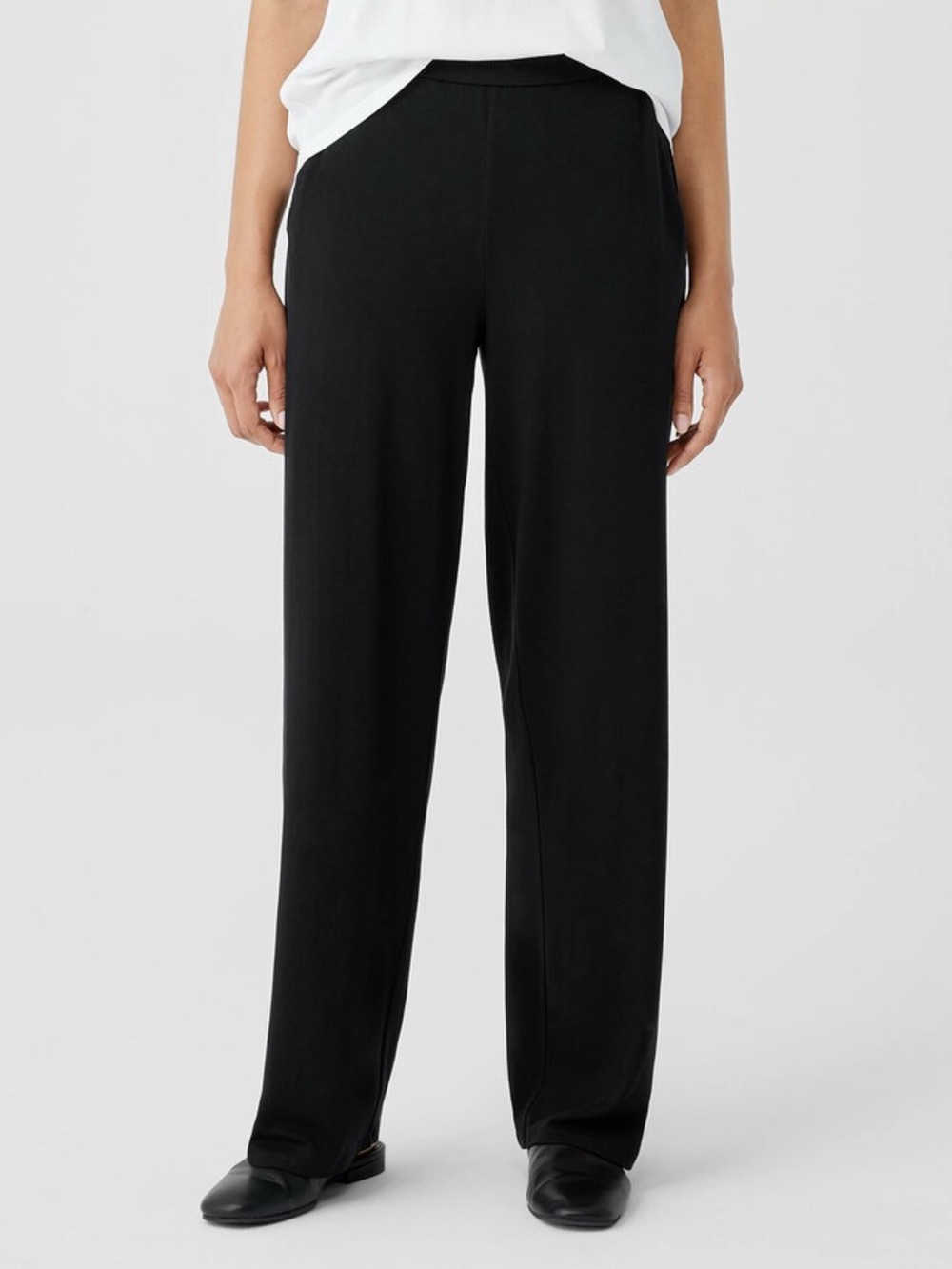 NWT Eileen Fisher Stretch Jersey Knit Straight Pant Easy Fit, Full Length